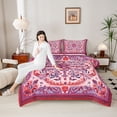 thumbnail image 4 of Feelyou Retro Hippie Damask Bedding Comforter Set for Women, Red Purple Boho Paisley Twin Comforter Sets, Southwestern Fashion Reversible Bedding Set, Ultra Soft Bedroom Decor, 2pcs, 4 of 8