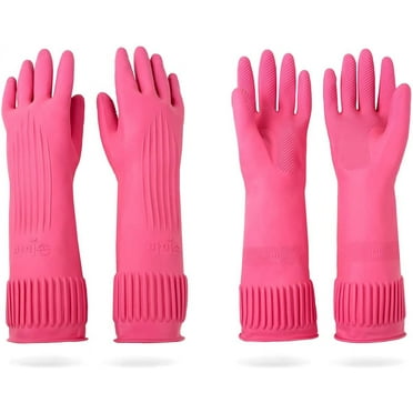 DABOGOSA Mamison 2 Pairs Reusable Waterproof Household Dishwashing Cleaning Rubber Gloves, Non-Slip Kitchen Glove(Medium)