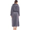thumbnail image 2 of Women's Plush Fleece Robe with Hood, Long Warm Solid Bathrobe, 2 of 7