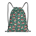 thumbnail image 1 of Xecao Santa Hat Joy Green Festive Pattern Sports Drawstring Backpack - String Swim Gym Bag with Wet Proof Pocket for Women&Men-Medium, 1 of 6