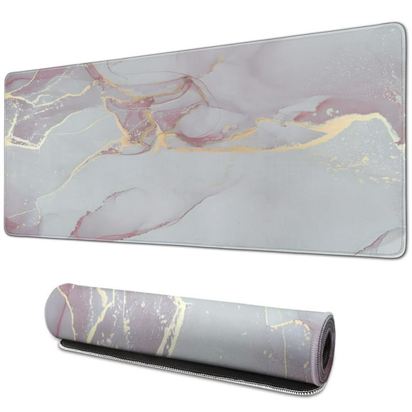 31.5x11.8in Pink Gold Marble Mouse Pad - Large Desk Mat & Essential Pink Desk Accessories