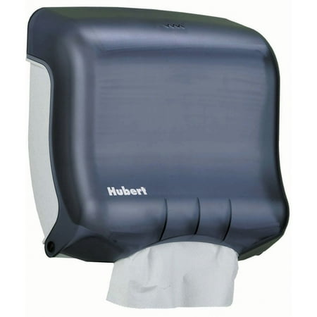 HUBERT® Paper Towel Dispenser for Folded Towels Black Plastic - 11 1/2 L x 11 1/2 W x 6 H This black plastic paper towel dispenser is designed for convenient  touchless operation. Use this dispenser in your business  restrooms  cafe s  or anywhere your staff and customers need to quickly access paper towels. This folded towel dispenser is designed for convenient storage. It is able to hold 240 c-fold or 400 multi-fold paper towels  reducing the need for frequent refills. One-at-a-time dispensing is touchless  prevents waste  and reduces cross-contamination. This dispenser is also bunch-resistant  which prevents overstuffing of towels to eliminate clumping and jamming for desired towel amount. The low-profile design is a compact construction ideal for tight-fitting spaces and reduced transportation cost.