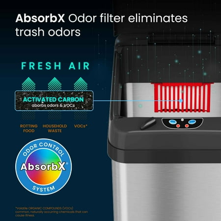 iTouchless - 13-Gal. Touchless Trash Can - Stainless Steel