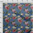 thumbnail image 2 of oneOone Cotton Poplin Twill Grayish Blue Fabric Floral & Leaves Tropical Sewing Craft Projects Fabric Prints By Yard 56 Inch Wide, 2 of 2