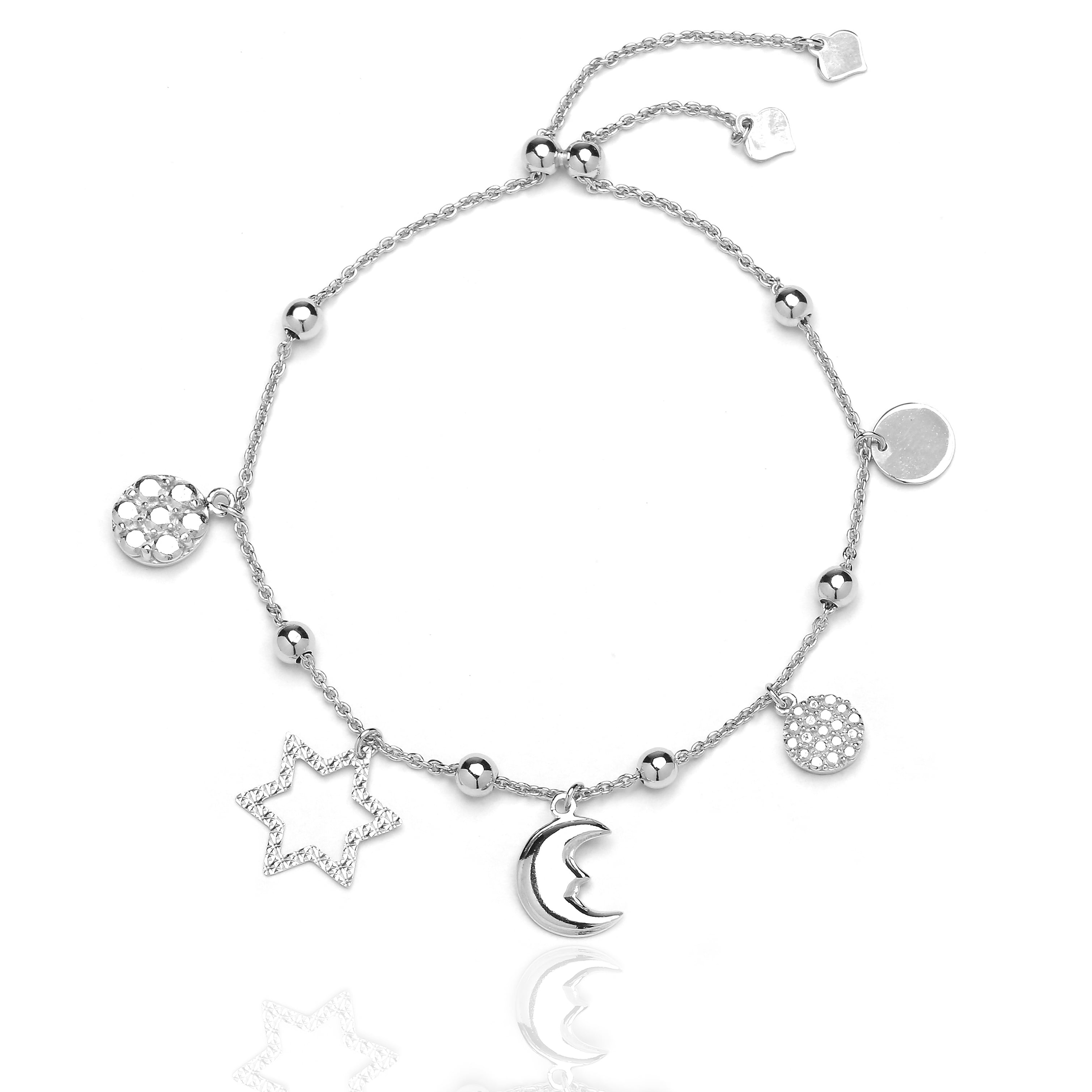 925 Silver Heart Love Star Moon Elegant Charm For Bracelet - Temu