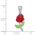 thumbnail image 2 of Auriga 925 Sterling Silver Rhodium-platedEnamel Flower Charm for Women (Length - 25 mm, Width - 10 mm), 2 of 6