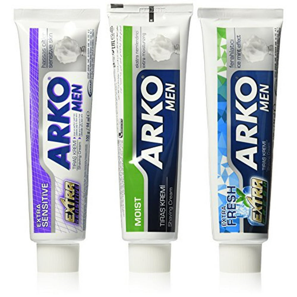 Arko Shaving Cream Variety Pack, Sensitive/Fresh/Moist, 3 Count