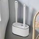 thumbnail image 1 of Juego de cepillos para inodoro con 3 cabezales intercambiables | Cepillos redondos, planos y ranurados para una limpieza profunda de las esquinas | Soporte de plástico con base ventilada | Rosa,, 1 of 7