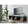thumbnail image 3 of Kybele LLC Hilly  Wall - Mounted  Modern Floating 71"  TV Stand Wooden Black-Teak Walnut Glossy, 3 of 5