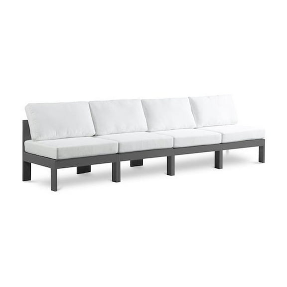 Meridian Furniture Nizuc White Water Resistant Fabric Outdoor Patio Modular Sofa