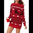 thumbnail image 3 of Suéteres Navideños para Mujer - Suéteres Navideños Feos para Mujer - Vestidos de Punto Decorativos para las Fiestas de Invierno Rojo XL, 3 of 10