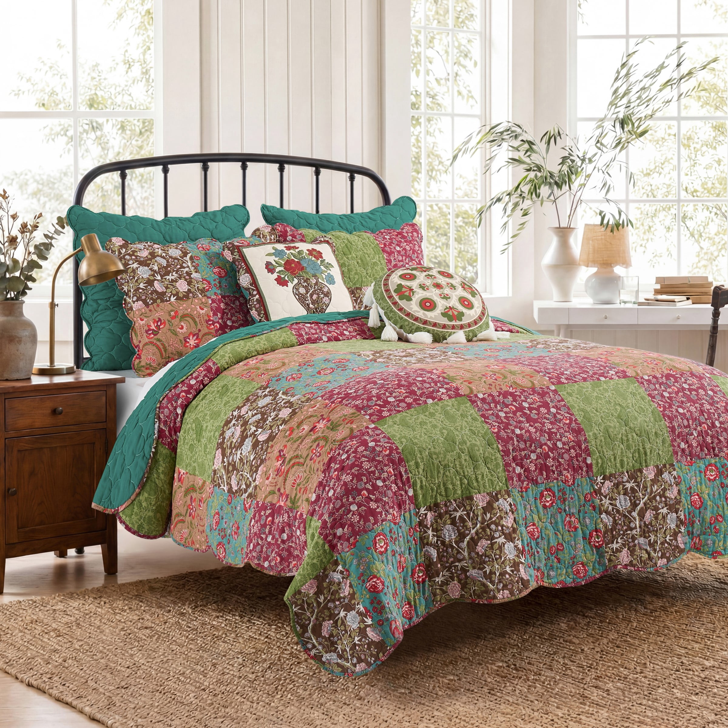 Greenland Home Fashions Danica Cotton-Rich Quilt Set, 3-Piece Full/Queen, for Teens and Adults
