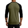 thumbnail image 4 of Delconic Men's 3/4 Sleeve Shirts Crew Neck Baseball T Shirts Casual Moisture Wicking Athletic Raglan Tops Army Green L, 4 of 5