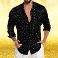 thumbnail image 4 of XIAOCHA Men's Sparkly Glitter Shirt Deep V Neck Long Sleeve Casual Tunic Eye Catching Glam Party Going Out Top, 4 of 4