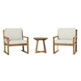 thumbnail image 4 of Walker Edison Modern Solid Wood 3-Piece Geometric Outdoor Chat Set, Natural, 4 of 6