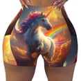 thumbnail image 2 of Haiem Rainbow Sunset Cloud White Horse No Front Seam Biker Shorts for Women Yoga Workout Gym Bike Shorts with Tummy Control Moisture-Wicking-XX-Large, 2 of 9
