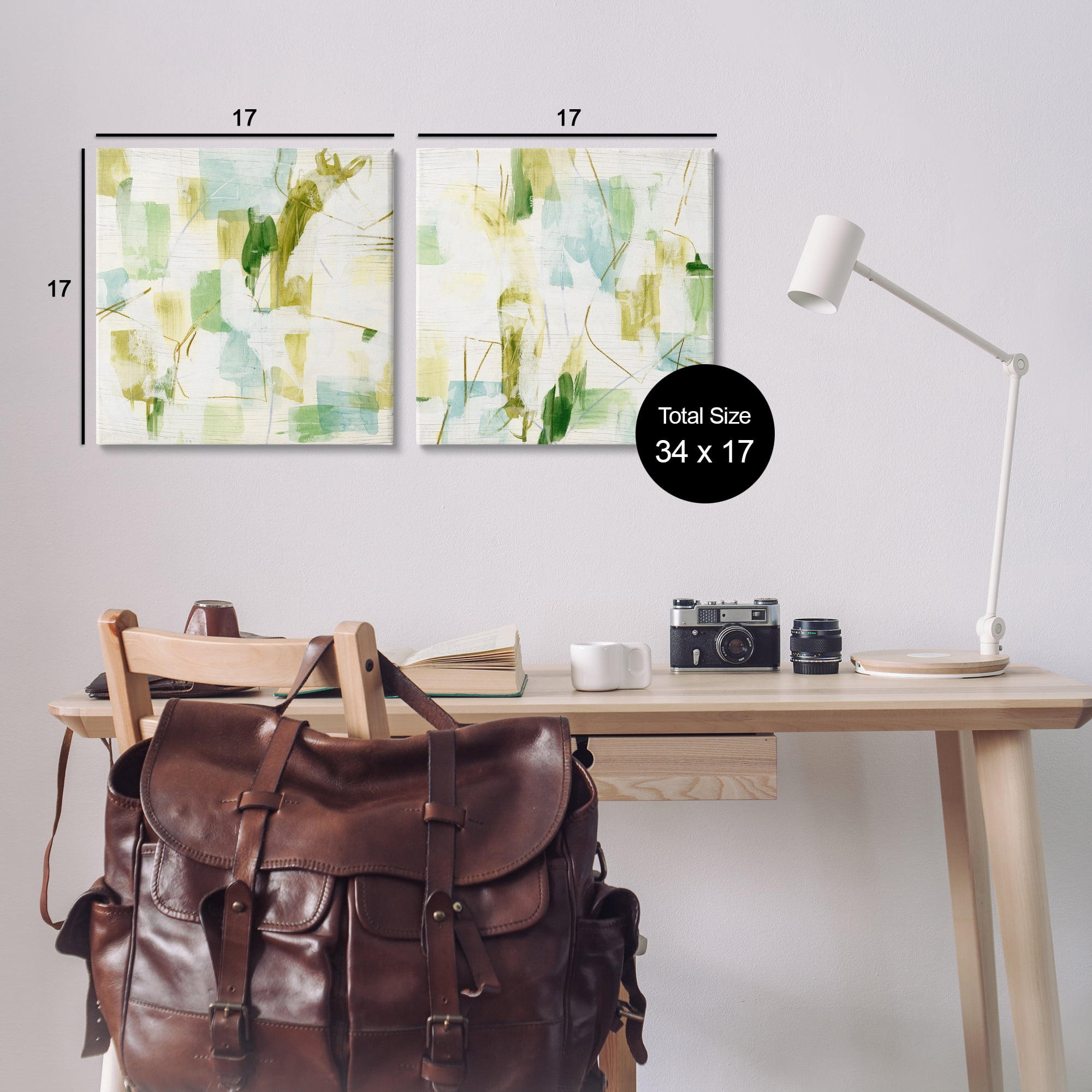 Stupell Industries Abstract Chaotic Patterns Abstract Painting Wrapped Canvas Art Print Wall Art, 17 x 17, Set of 2