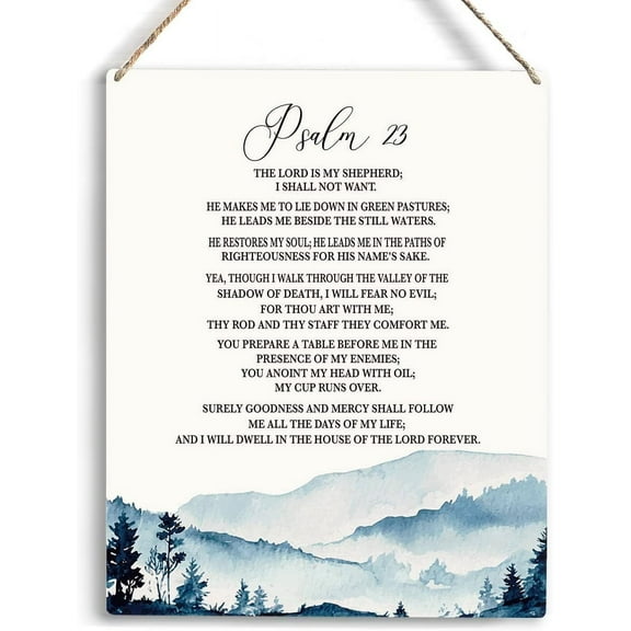 Wood Sign 8x10 Inch Christian Gifts Wall Decor Psalm 23 The Lord Is My Shepherd Bible Verse Wall Art Christian Religious Wall Decor Rustic Wooden Hanging Sign For Home Office Baptism Decorations Gifts