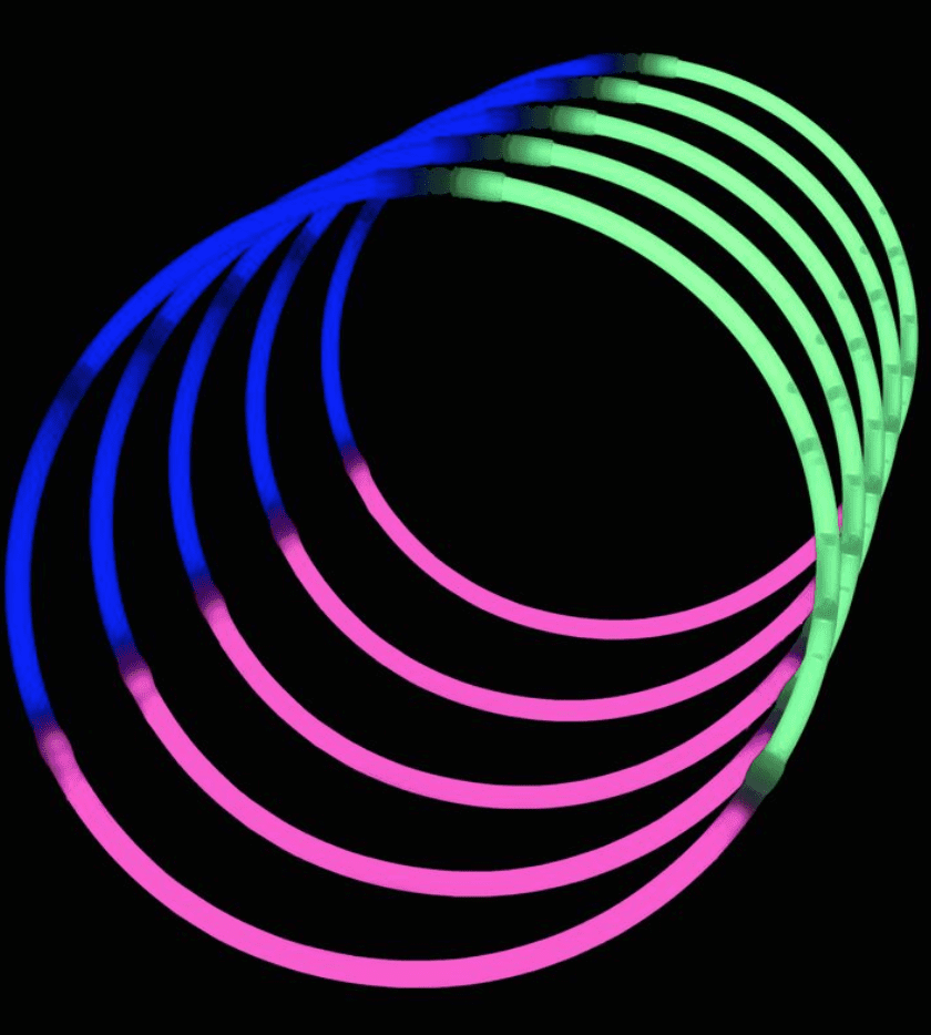 Blue 600 24" Glow Necklaces in Tri-Color Green Pink 