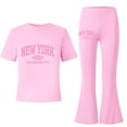 thumbnail image 4 of Summer Outfits for Teen Girls Preppy Y2K Girls Clothes Tween Girl 2 Piece Outfits Short Sleeve Tee Shirt & Flare Pants Kids Clothes Set Size 7-12 Years, 4 of 4