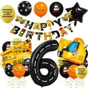 Construction Truck And Excavator Balloon Party Decoration Set Number 6 Suitable For Birthday Summer Party, Family And Outdoor Celebration Party Decoration Excavator Construction Theme Decoration