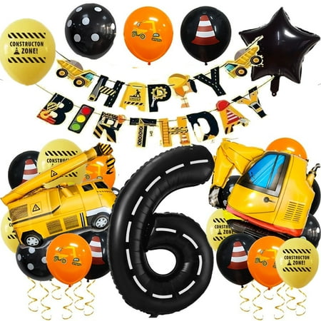 Construction Truck And Excavator Balloon Party Decoration Set Number 6 Suitable For Birthday Summer Party, Family And Outdoor Celebration Party Decoration Excavator Construction Theme Decoration