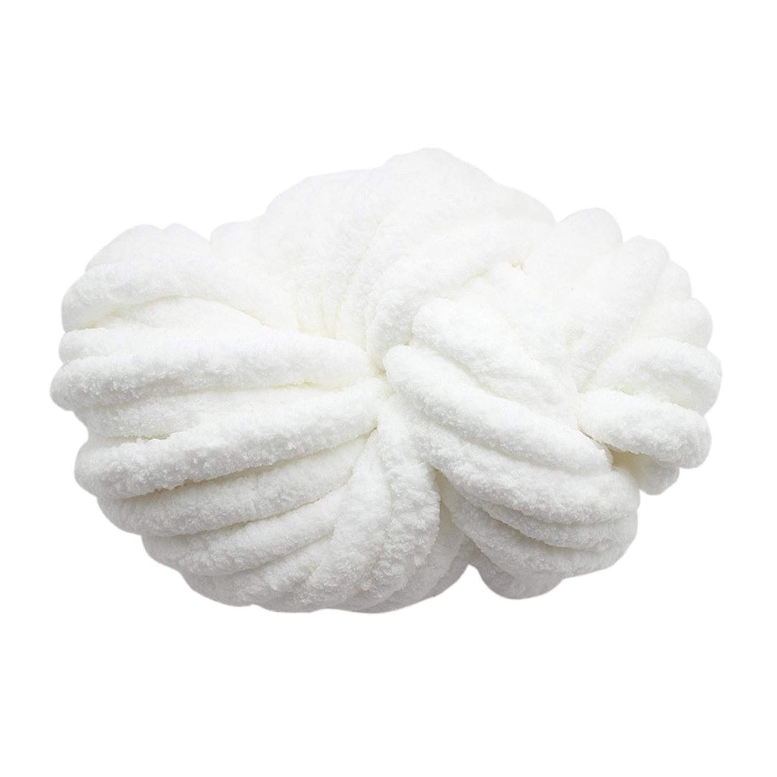 Abbraccia Chunky Chenille Yarn for Crocheting, Bulky Thick Yarn for Knitting,Super Bulky Chunky Yarn for Hand Knitting Blanket Pure White