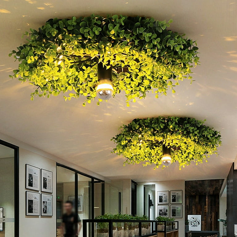 Modern Creative Flush Mount Ceiling Light with Artificial Plant