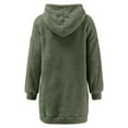 thumbnail image 3 of Women Casual Hooded Loose Zipper Dress - Pocket Pullover, V-Neck, Short Sleeve, Mini Length, Polyester Fabric, S-XXXL, 3 of 4