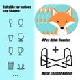 thumbnail image 2 of BaHomeck Drink Coasters Set of 4 with Holder fox with simple minimalistic design and pastel blue background Water Absorbent Ceramic Coasters Tabletop Protection,Suitable for Various Cup ,Home Decor, 2 of 4