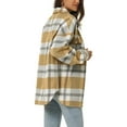 thumbnail image 3 of INSPIRE CHIC Womens' Fall Winter Button Front Closure Long Sleeve Plaid Jacket with Pockets S Khaki, 3 of 6