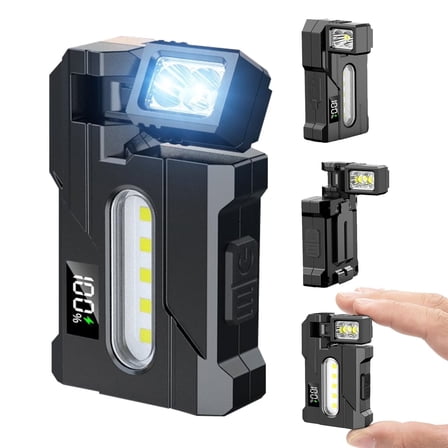 Skdwakiz Rechargeable Mini EDC Flashlight: 7 Mode LED Flashlight with COB Sidelight | Magnetic Base | Metal Clip for Emergency, Working, Hiking, Camping