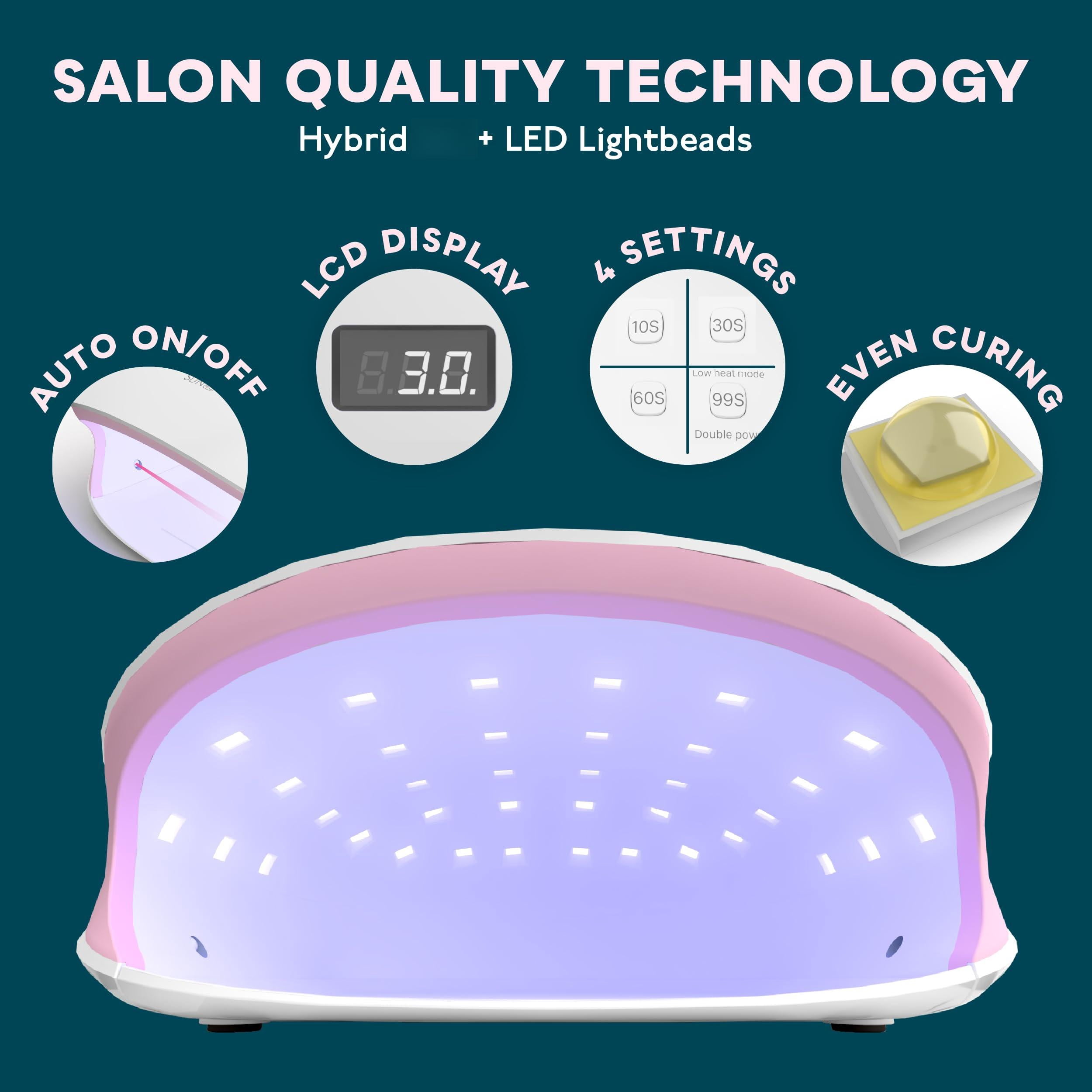 Led Uv Light  Lamp For Gel Nails Polish With 4 Timer Settings Lcd Display Removable Base Sun4s Pink