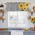 thumbnail image 2 of 2 Pack Sunflower Valance for Window Black and White Buffalo Plaid Spring Summer Floral Kitchen Valance Rod Pocket Short Curtain Topper Decorative Window Treatment for Living Room Bedroom 60"x18", 2 of 8