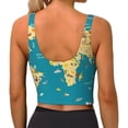 thumbnail image 3 of Lsque World Map With Landmarks Printed Women'S Sports Bra, Compression, Moisture Wicking, High-Impact Sports Bra For Women,Supportive sports bra-Large, 3 of 9