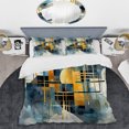thumbnail image 2 of Designart "Abstracted Realities Gold Blue Composition" Abstract Shapes Bedding Covert Set - Abstract Gold Modern Bed Set With 1 Sham, 2 of 6