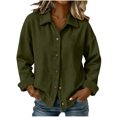 thumbnail image 6 of Otntypg Womens Corduroy Shacket Jackets Fashion Fall Spring Long Sleeve Button Down Cardigan Outwear Tops Thick Warm Jacket Shirts Army Green S, 6 of 8