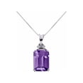 thumbnail image 5 of RYLOS Jewelry For Women Sterling Silver Emerald Cut Gemstone & Genuine Diamond Ring & Matching Necklace Rectangular 16X12MM  Amethyst February Birthstone Womens Jewelry Matching  Friendship, 5 of 8