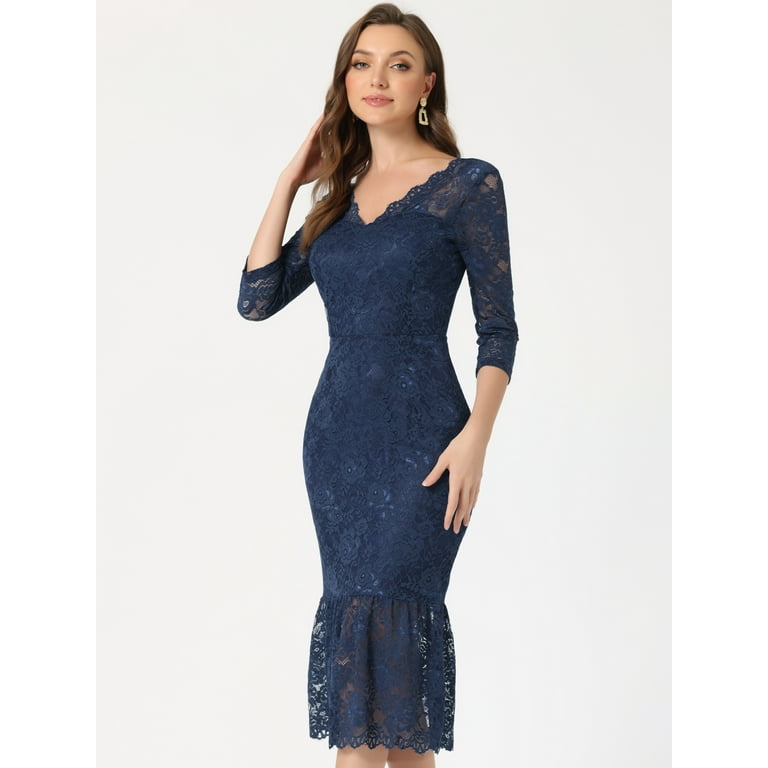 3/4 Sleeve Frill Sleeve Knee Length Bodycon Dresses 3/4 Sleeve Frill Sleeve Knee Length Bodycon Dresses