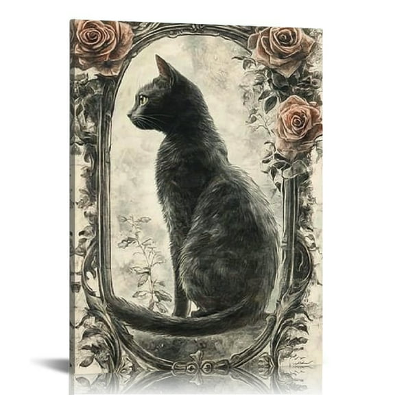 FCXZI Cute Cat Print Canvas Art Modern Wall Decor for Home 12x16in