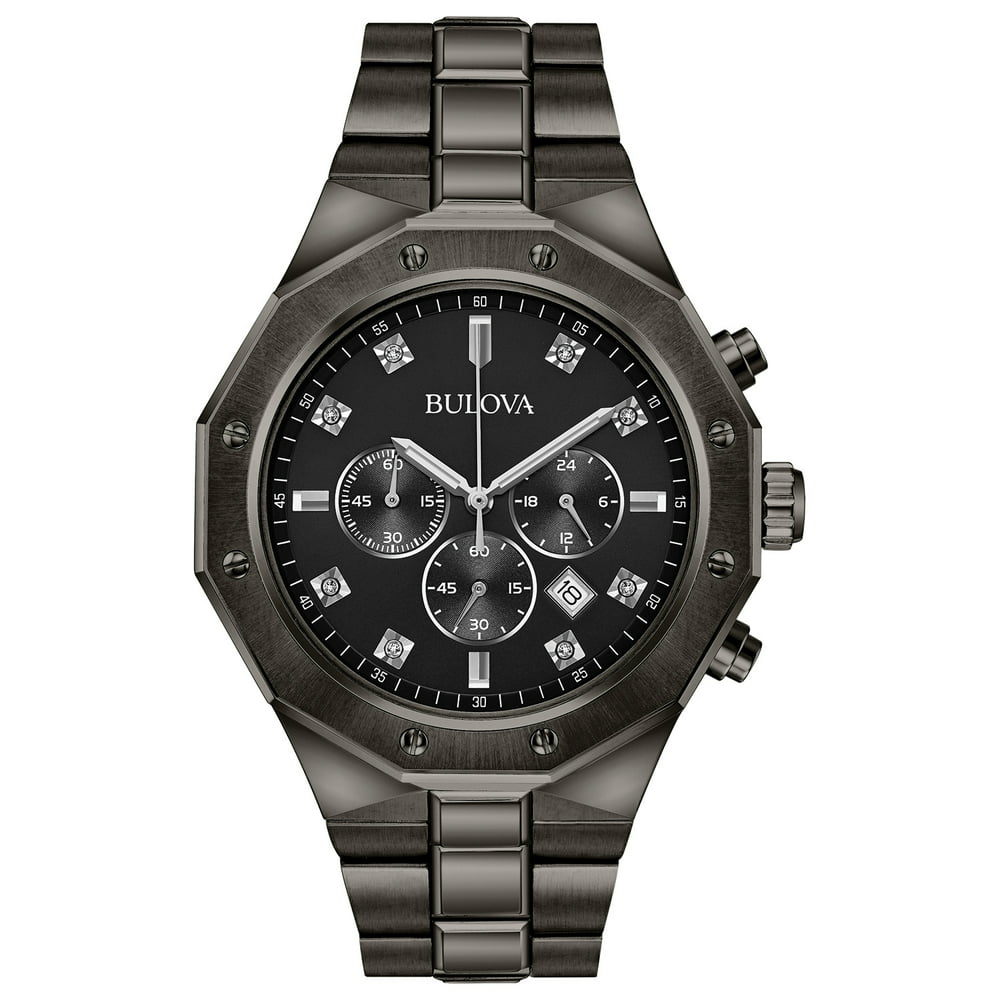 Bulova - Bulova Men's Chronograph Diamond Accent Stainless Steel Watch ...