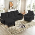 thumbnail image 3 of Soscana Sectional Sofa Set with Storage Ottoman and Accent Chair,Living Room 3 Seat L Shaped Couch and Single Chair Armchair,Living Room Furniture Set for Home Apartment Office Studio, 3 of 8