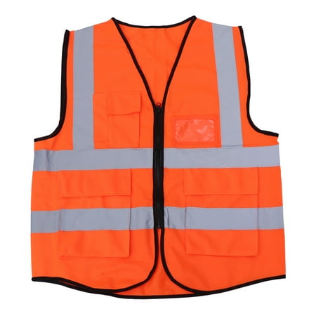

High Visibility Cycling Riding Vest Multi-pocket Reflective Safety Vest for Outdoor Construction Work Safety Road Traffic Sanitation Worker (Orange)