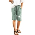 thumbnail image 4 of Tiny Harbor Girls Shorts Summer Thin Elastic Waist Coconut Print Loose Pockets Bermuda Shorts Green 12-13Years, 4 of 4