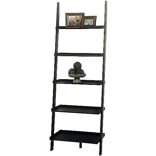 Leaning Wall 5Shelf Bookcase, Multiple Finishes