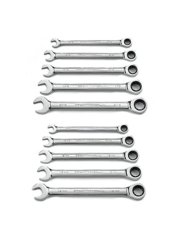 Apex Tool Group 10 Pc Combination Ratcheting Wrench Set, 12 Pt, 1 ST (329-9418)