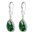 thumbnail image 6 of Linawe Silver Emerald Green Earrings, Imitation Diamond Dangle Rhinestone Cubic Zirconia Crystal Drop Earrings for Women, Teardrop Birthstone Drop Earrings, Wedding Jewelry Set, 6 of 7