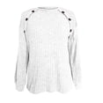 thumbnail image 4 of Crunowin Women's Knitted Sweater, Loose Fit Long Sleeve Cozy Comfort Solid Color Crew Neck Casual Pullover Tops White M, 4 of 4