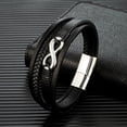 thumbnail image 2 of Classic Men Infinity Bracelet Woven Multilayer Braided Leather Bracelets For Women Black Stainless Steel Jewelry Gifts, 2 of 6