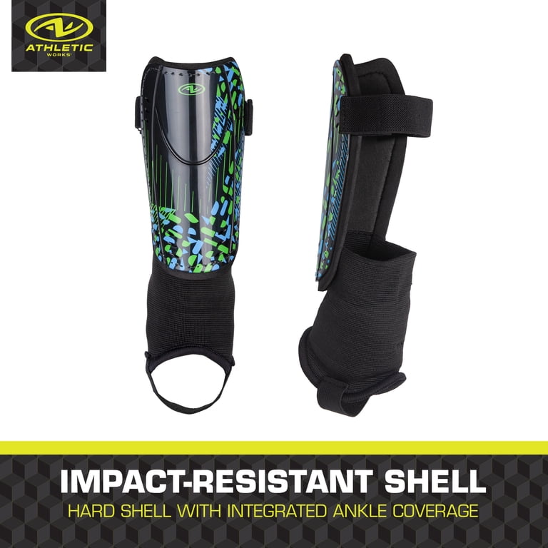 2 pack) Athletic Works XS Soccer Shin Guards for Kids, Durable PP